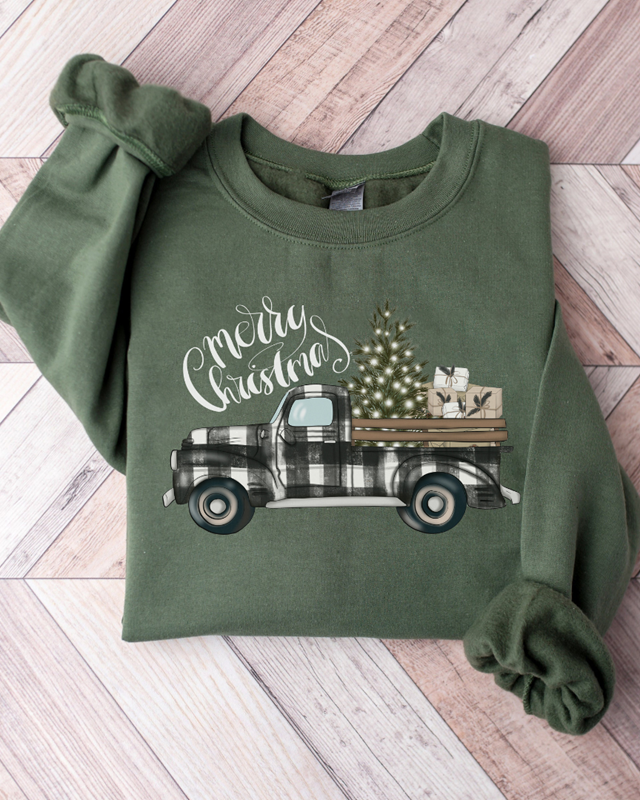 Merry Christmas Tree Print Sweatshirt