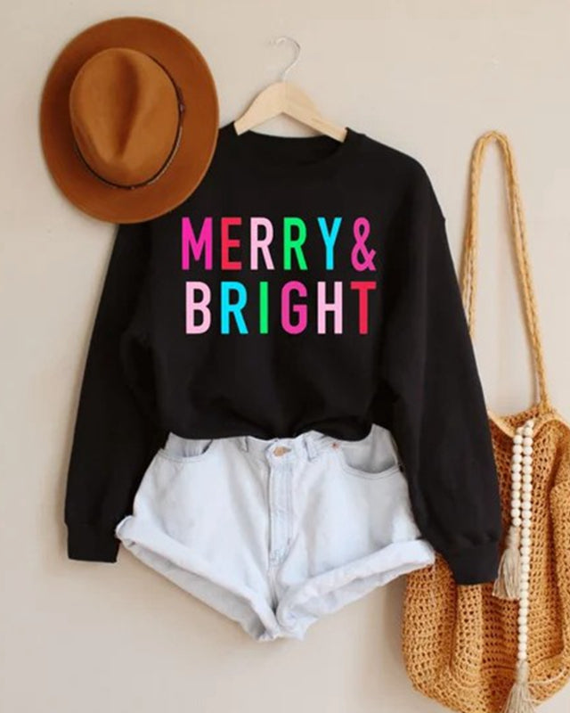 Merry Christmas Sweatshirt for Women Bright Sweatshirt