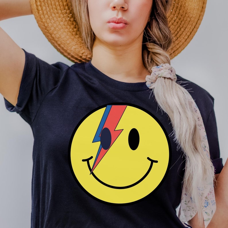Smiley Face Lightning Bolt T-shirt
