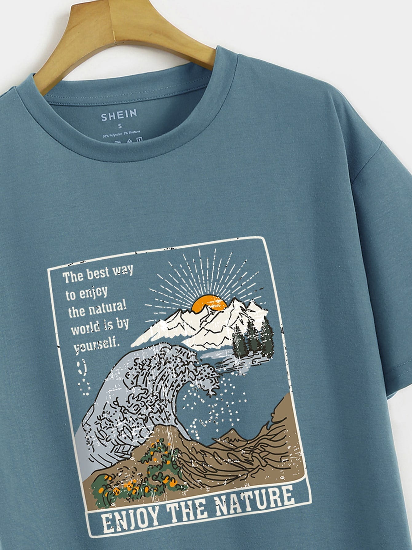 Waves And Slogan Graphic Casual T-shirt