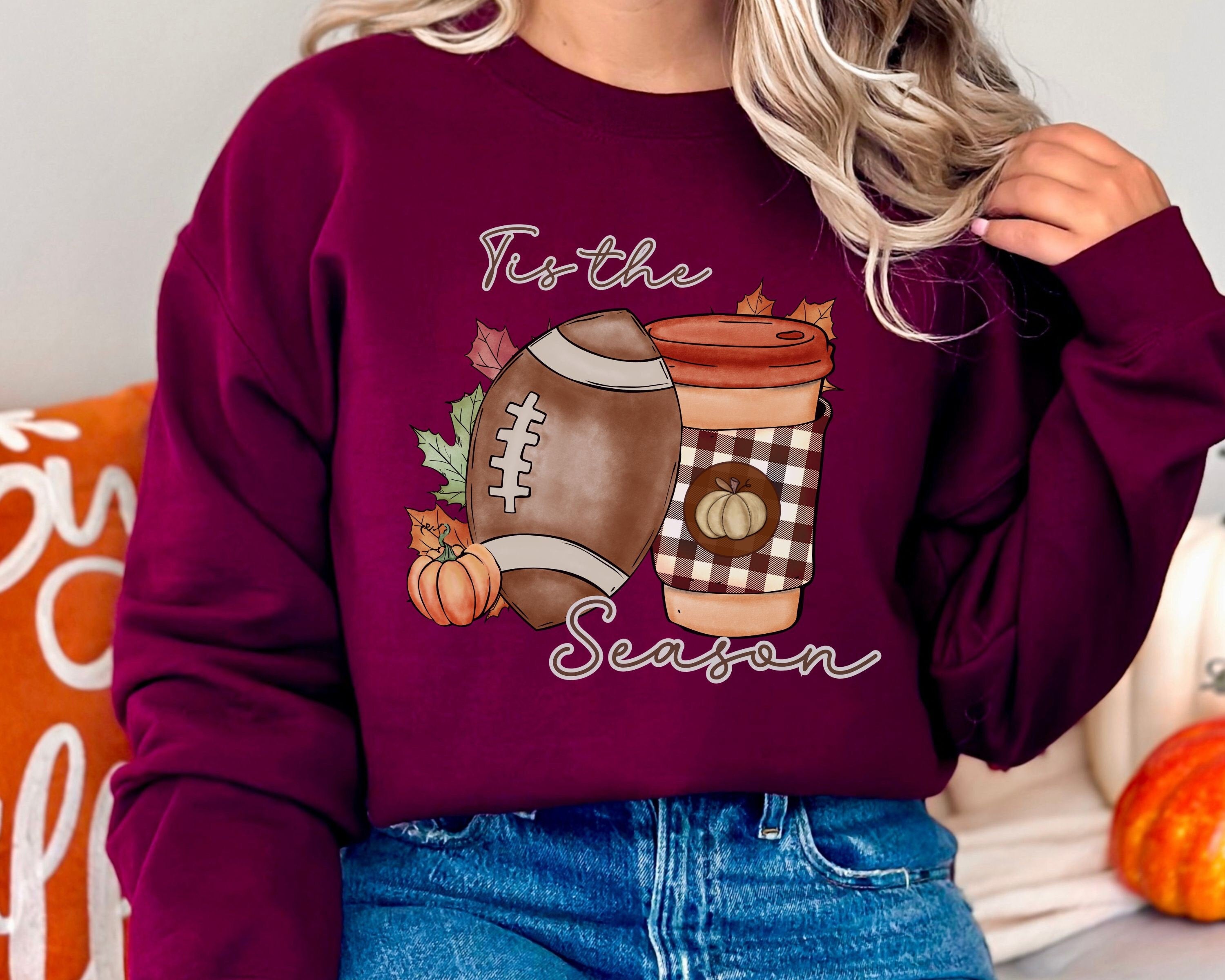 Autumn Football Coffee Crew Neck Sweatshirt