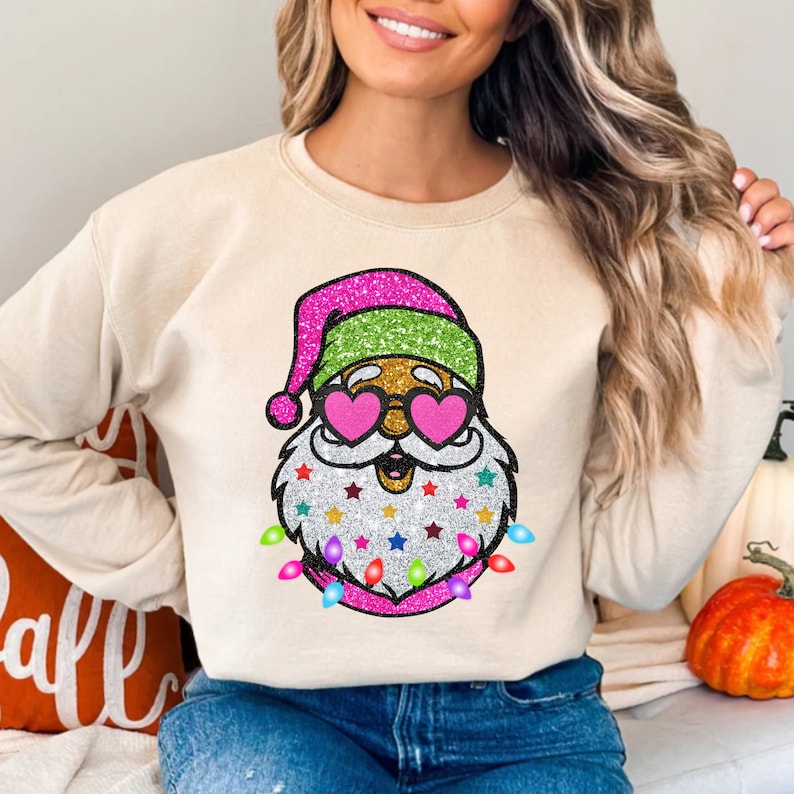Santa with Sunglasses Trendy Sweatshirt