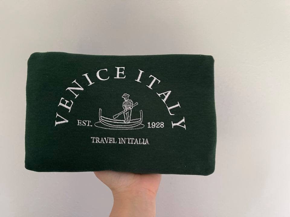 Venice Italy Letter Embroidered Sweatshirt