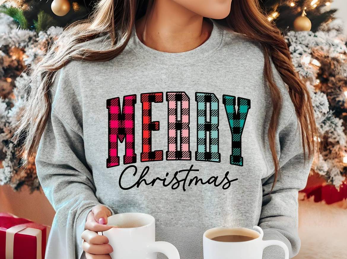 Merry Christmas Letter Print Sweatshirt