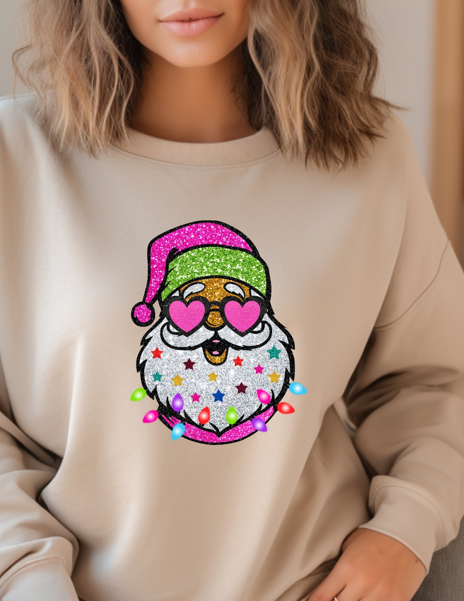 Santa with Sunglasses Trendy Sweatshirt