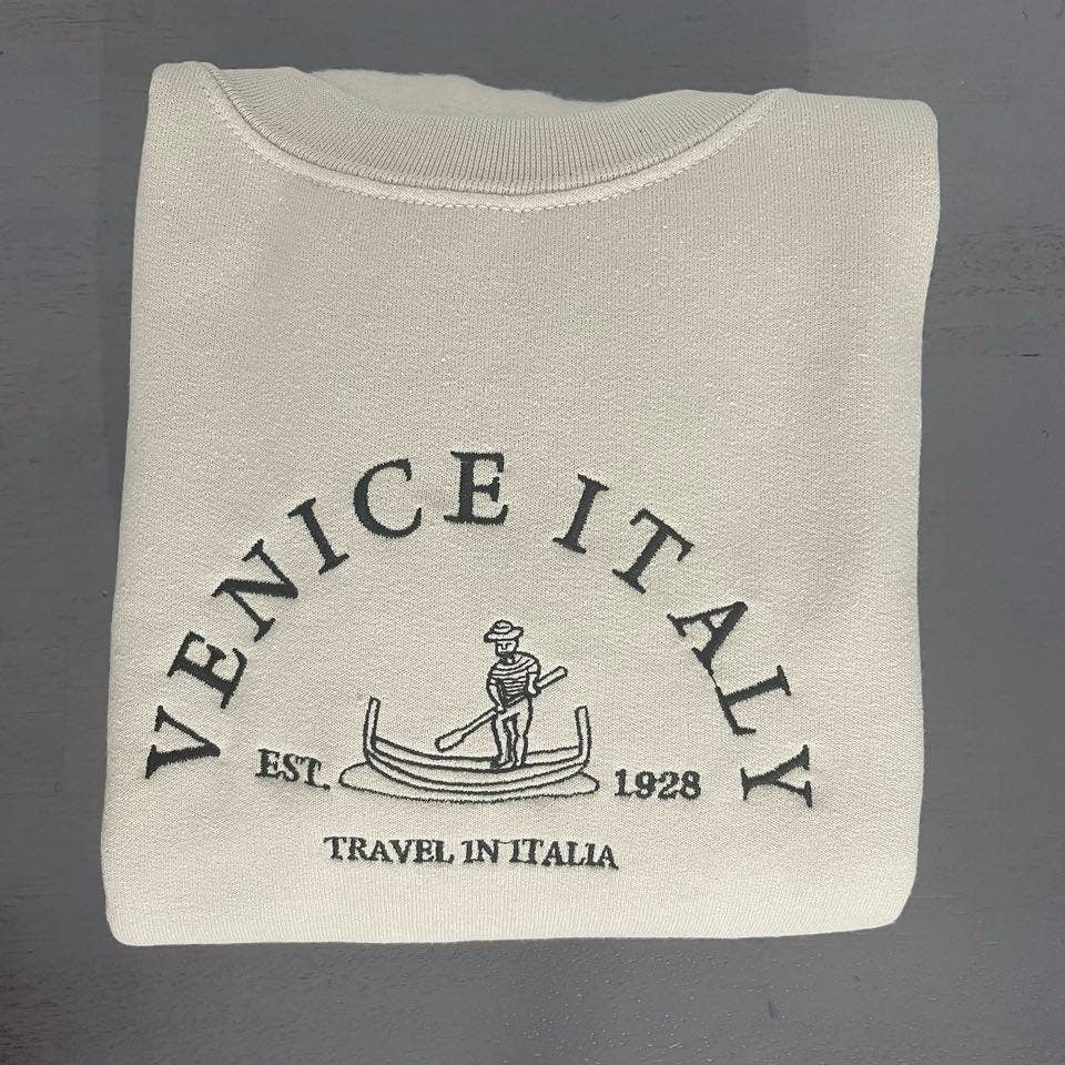 Venice Italy Letter Embroidered Sweatshirt